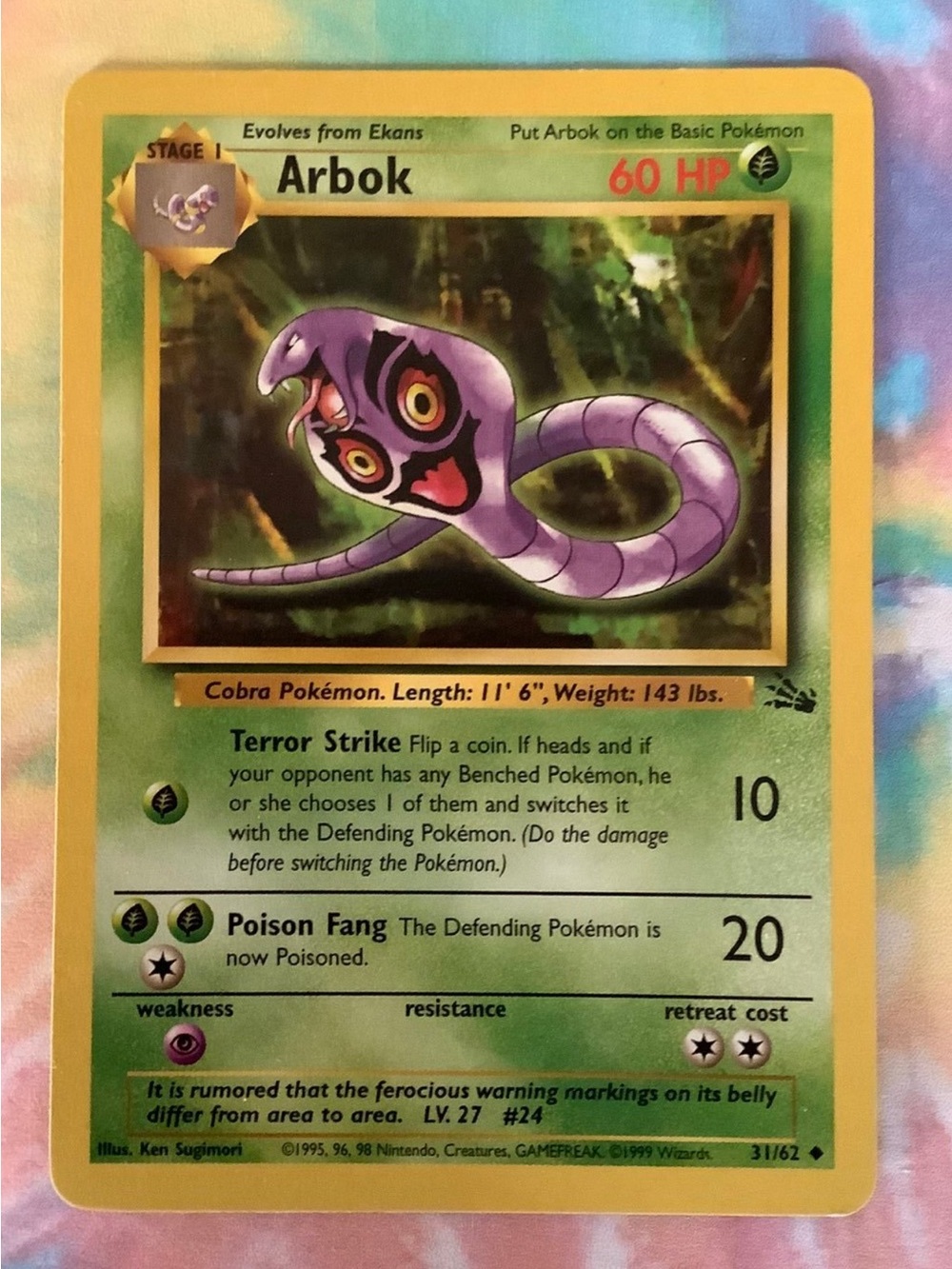 Pokemon Original 31/62 Fossil Set Arbok